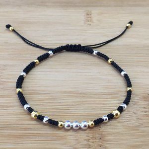 Casual Braided Shamballa Bracelet Gold and Silver Spacers